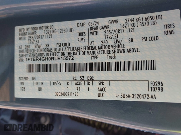 2024 Ford Ranger XLT z VIN 1FTER4GH0RLE15572, wystawiony jako IAAI lot #42138297 z przebiegiem 6 624 mil mil oraz . Historia ofert i sprzedaży dostępna na DreamBid. Obrazek 9.
