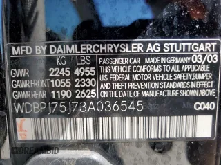 2003 Mercedes-Benz CL 500 z VIN WDBPJ75J73A036545, wystawiony jako Copart lot #57986255 z przebiegiem 151 186 mil mil oraz Tytuł czysty. Historia ofert i sprzedaży dostępna na DreamBid. Obrazek 12.