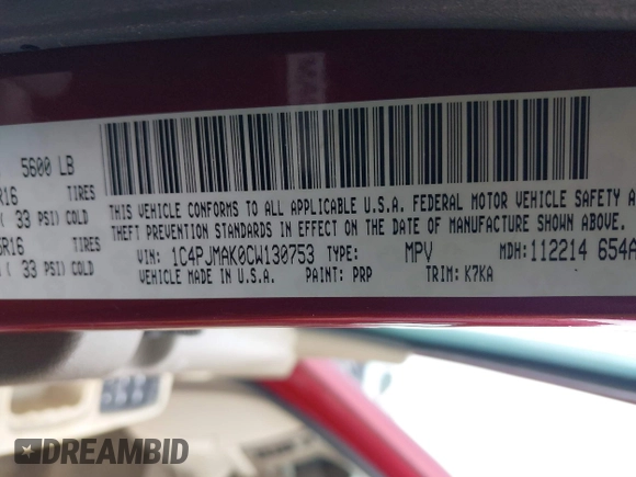 2012 Jeep Liberty Sport with VIN 1C4PJMAK0CW130753, listed as a IAAI auction lot 41639680 with 147,743 mi miles and . Bid and sale history available at DreamBid. Image 9.