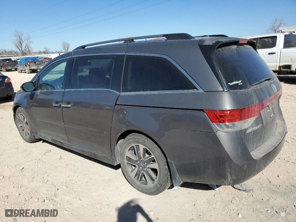 2015 Honda Odyssey Touring Elite with VIN 5FNRL5H92FB097968, listed as a Copart auction lot 46144215 with 0 mi miles and Salvage Title. Bid and sale history available at carsss.com. Image 2.