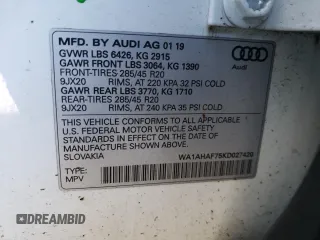 2019 Audi Q7 Premium with VIN WA1AHAF75KD027420, listed as a Copart auction lot 47352955 with 61,631 mi miles and Salvage title. Bid and sale history available at DreamBid. Image 13.