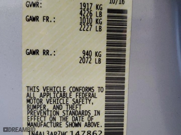 2017 Nissan Altima 2.5 SV with VIN 1N4AL3AP7HC147862, listed as a Copart auction lot 51243525 with 82,505 mi miles and Salvage Title. Bid and sale history available at carsss.com. Image 13.