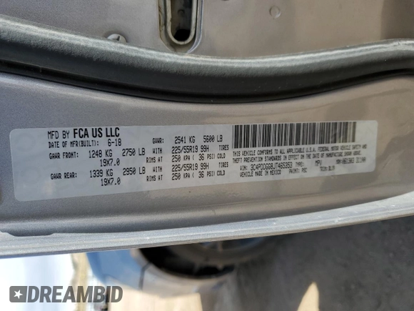 2018 Dodge Journey Crossroad with VIN 3C4PDDGG8JT465353, listed as a Copart auction lot 51136695 with 97,639 mi miles and Salvage Title. Bid and sale history available at DreamBid. Image 15.