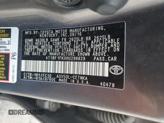 2017 Toyota Camry XLE z VIN 4T1BF1FK0HU298829, wystawiony jako Copart lot #58842085 z przebiegiem 171 569 mil mil oraz Szkoda całkowita • Salvage title. Historia ofert i sprzedaży dostępna na DreamBid. Obrazek 12.