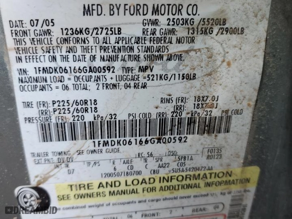 2006 Ford Freestyle Limited with VIN 1FMDK06166GA00592, listed as a Copart auction lot 78299124 with 153,573 mi miles and Clean Title. Bid and sale history available at carsss.com. Image 13.