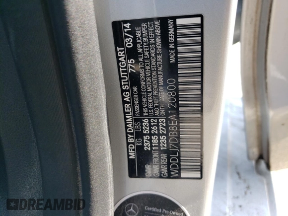 2014 Mercedes-Benz CLS 550 with VIN WDDLJ7DB8EA120800, listed as a Copart auction lot 59027425 with 73,187 mi miles and Salvage title. Bid and sale history available at DreamBid. Image 12.