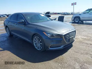 2018 Genesis G80 5.0L Ultimate with VIN KMHGN4JF2JU266314, listed as a IAAI auction lot 41712766 with 80,579 mi miles. Bid and sale history available at carsss.com. Image 1.