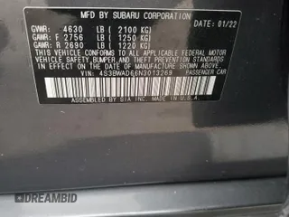 2022 Subaru Legacy Premium with VIN 4S3BWAD66N3013269, listed as a Copart auction lot 59304775 with 60,118 mi miles and Salvage title. Bid and sale history available at DreamBid. Image 12.