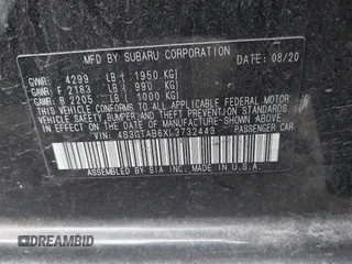2020 Subaru Impreza with VIN 4S3GTAB6XL3732443, listed as a IAAI auction lot 42043792 with 46,917 mi miles and . Bid and sale history available at DreamBid. Image 9.