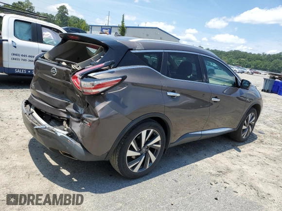 2016 Nissan Murano Platinum with VIN 5N1AZ2MG9GN116593, listed as a Copart auction lot 58756125 with 77,121 mi miles and Salvage title. Bid and sale history available at DreamBid. Image 3.