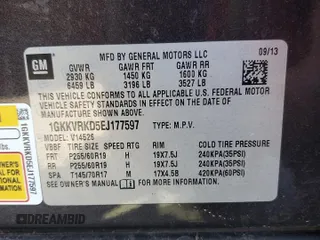 2014 GMC Acadia SLT z VIN 1GKKVRKD5EJ177597, wystawiony jako Copart lot #54829705 z przebiegiem 132 625 mil mil oraz Szkoda całkowita • Salvage title. Historia ofert i sprzedaży dostępna na DreamBid. Obrazek 13.