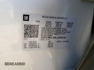 2020 GMC Acadia SLE with VIN 1GKKNKLA8LZ208318, listed as a Copart auction lot 53644795 with 48,267 mi miles and Salvage title. Bid and sale history available at DreamBid. Image 14.