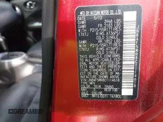 2012 Nissan Juke SL with VIN JN8AF5MR8CT114618, listed as a IAAI auction lot 42725219 with 128,123 mi miles and . Bid and sale history available at DreamBid. Image 9.