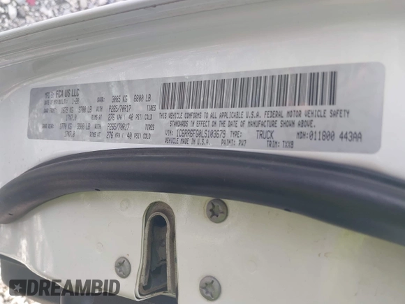 2020 Ram 1500 Tradesman с VIN 1C6RR6FG0LS103679, выставлен на аукционе IAAI как лот 42172674 с пробегом 94 626 миль миль и . История ставок и продаж доступна на DreamBid. Изображение 9.