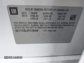 2015 Chevrolet Impala LT z VIN 2G1115SL2F9136448, wystawiony jako IAAI lot #42185180 z przebiegiem 62 634 mil mil oraz . Historia ofert i sprzedaży dostępna na DreamBid. Obrazek 9.