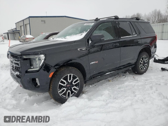 2023 GMC Yukon AT4 with VIN 1GKS2CKD4PR163281, listed as a Copart auction lot 44990525 with 54,966 mi miles and Salvage Title. Bid and sale history available at carsss.com. Image 1.