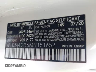 2021 Mercedes-Benz CLA 250 with VIN W1K5J4GB6MN151652, listed as a IAAI auction lot 41301347 with 84,677 mi miles and . Bid and sale history available at DreamBid. Image 9.