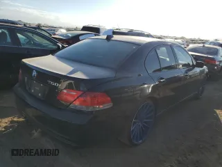 2007 BMW 7 Series 750i with VIN WBAHL83507DT07958, listed as a Copart auction lot 73318944 with 127,698 mi miles and Salvage Title. Bid and sale history available at carsss.com. Image 3.