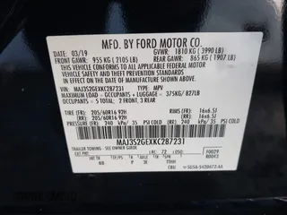 2019 Ford EcoSport SE with VIN MAJ3S2GEXKC287231, listed as a IAAI auction lot 41749053 with 55,513 mi miles and . Bid and sale history available at DreamBid. Image 9.