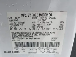 2013 Ford F-150 XL with VIN 1FTEX1CM0DFC81550, listed as a IAAI auction lot 42090759 with 1 mi miles. Bid and sale history available at carsss.com. Image 9.