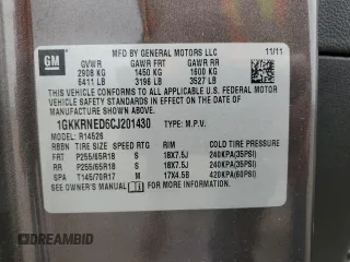 2012 GMC Acadia SL z VIN 1GKKRNED6CJ201430, wystawiony jako Copart lot #47527465 z przebiegiem 155 715 mil mil oraz Szkoda całkowita • Salvage title. Historia ofert i sprzedaży dostępna na DreamBid. Obrazek 14.