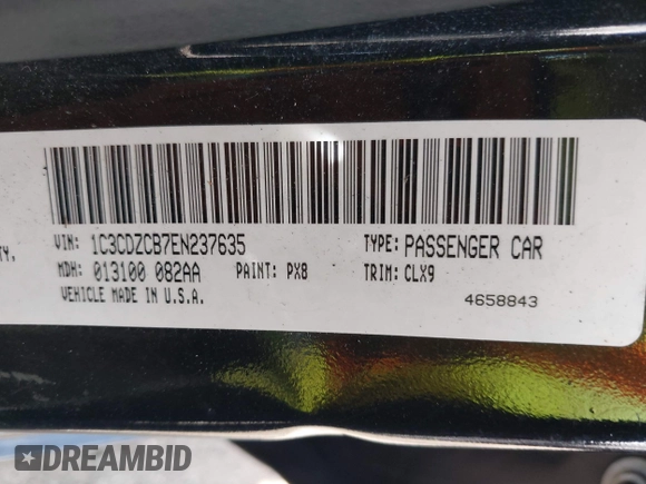 2014 Dodge Avenger SXT with VIN 1C3CDZCB7EN237635, listed as a IAAI auction lot 42521196 with 126,879 mi miles and . Bid and sale history available at DreamBid. Image 9.