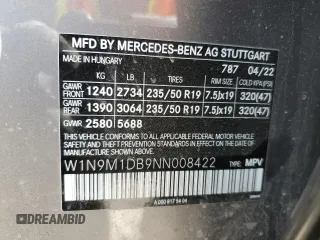 2022 Mercedes-Benz EQB 350 z VIN W1N9M1DB9NN008422, wystawiony jako Copart lot #54543705 z przebiegiem 23 616 mil mil oraz Szkody całkowita. Historia ofert i sprzedaży dostępna na DreamBid. Obrazek 14.