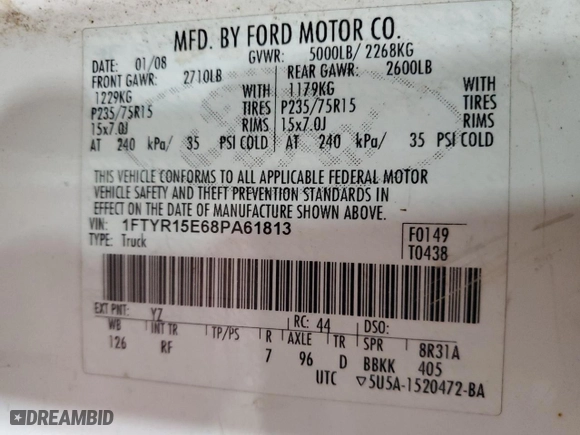 2008 Ford Ranger XL with VIN 1FTYR15E68PA61813, listed as a Copart auction lot 85815684 with 203,346 mi miles and Clean Title. Bid and sale history available at carsss.com. Image 13.
