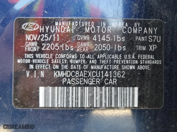 2012 Hyundai Elantra Touring SE with VIN KMHDC8AEXCU141362, listed as a Copart auction lot 49509265 with 247,899 mi miles and Salvage Title. Bid and sale history available at carsss.com. Image 12.