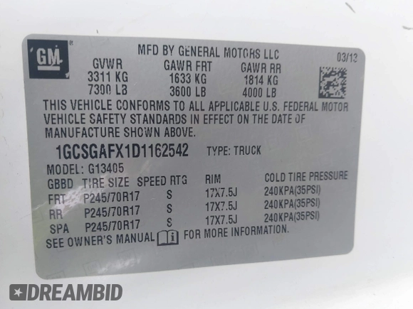 2013 Chevrolet Express Cargo with VIN 1GCSGAFX1D1162542, listed as a IAAI auction lot 42529901 with 310,164 mi miles and . Bid and sale history available at DreamBid. Image 9.