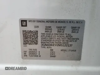 2021 Chevrolet Equinox LT with VIN 3GNAXKEV2MS122137, listed as a Copart auction lot 52217525 with 49,718 mi miles and Clean Title. Bid and sale history available at DreamBid. Image 13.