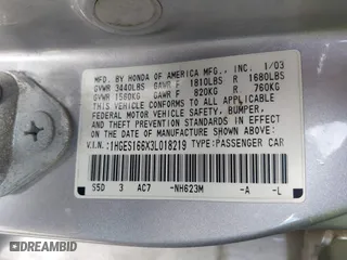 2003 Honda Civic LX with VIN 1HGES166X3L018219, listed as a IAAI auction lot 41814094 with 261,214 mi miles. Bid and sale history available at carsss.com. Image 9.