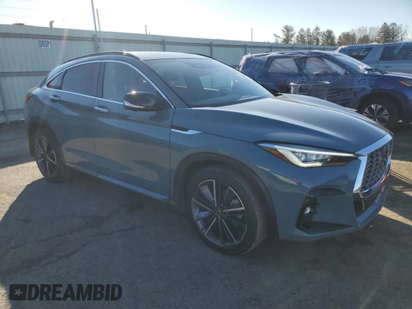 2023 Infiniti QX55 Essential with VIN 3PCAJ5KR2PF123868, listed as a Copart auction lot 49993035 with 10,009 mi miles and Salvage Title. Bid and sale history available at DreamBid. Image 4.