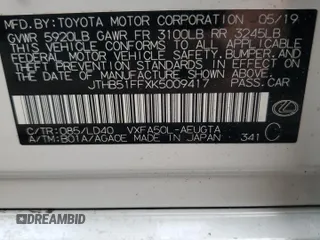 2019 Lexus LS with VIN JTHB51FFXK5009417, listed as a Copart auction lot 74072624 with 0 mi miles and Salvage Title. Bid and sale history available at carsss.com. Image 13.