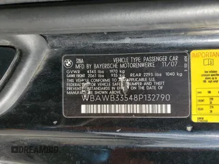 2008 BMW 3 Series 328i with VIN WBAWB33548P132790, listed as a Copart auction lot 47282525 with 296,569 mi miles and Salvage Title. Bid and sale history available at carsss.com. Image 12.