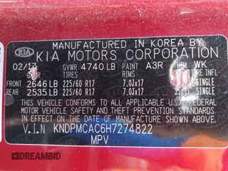 2017 Kia Sportage LX z VIN KNDPMCAC6H7274822, wystawiony jako IAAI lot #42421737 z przebiegiem 164 268 mil mil oraz . Historia ofert i sprzedaży dostępna na DreamBid. Obrazek 9.