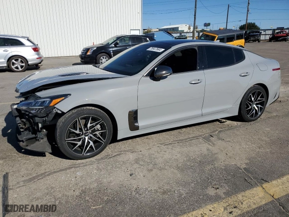 2022 Kia Stinger GT-Line with VIN KNAE35LD2N6117282, listed as a Copart auction lot 76947664 with 44,453 mi miles and Salvage Title. Bid and sale history available at carsss.com. Image 1.