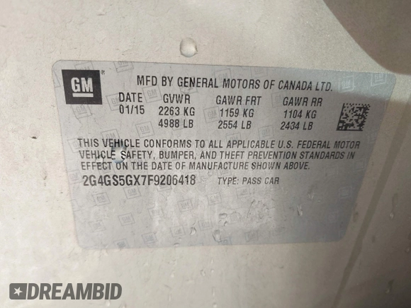 2015 Buick Regal Premium II with VIN 2G4GS5GX7F9206418, listed as a IAAI auction lot 41440633 with 113,217 mi miles and . Bid and sale history available at DreamBid. Image 9.