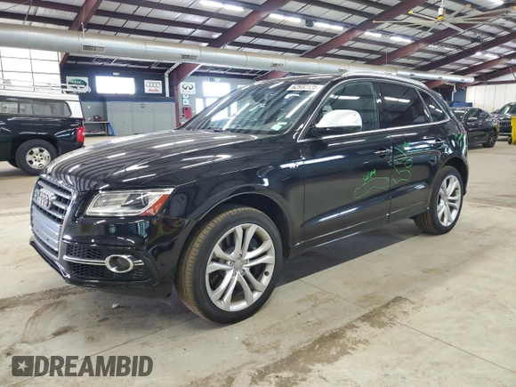 2017 Audi SQ5 Premium Plus with VIN WA1CCAFP9HA039653, listed as a Copart auction lot 62932125 with 54,834 mi miles and Salvage title. Bid and sale history available at DreamBid. Image 1.