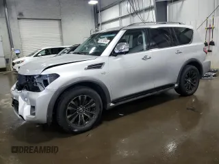 2017 Nissan Armada Platinum z VIN JN8AY2NE2H9704421, wystawiony jako Copart lot #55478095 z przebiegiem 112 100 mil mil oraz Szkoda całkowita • Salvage title. Historia ofert i sprzedaży dostępna na DreamBid. Obrazek 1.