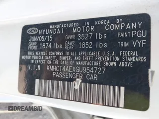 2016 Hyundai Accent SE with VIN KMHCT4AEXGU954727, listed as a IAAI auction lot 39864824 with Not Provided miles and . Bid and sale history available at DreamBid. Image 9.