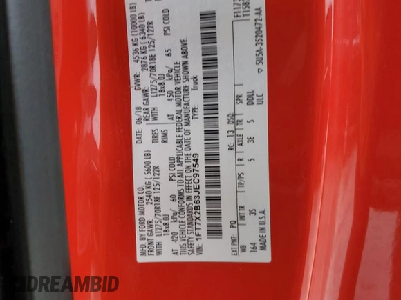 2018 Ford F-250 XL z VIN 1FT7X2B63JEC97549, wystawiony jako Copart lot #89342415 z przebiegiem 71 897 mil mil oraz Szkoda całkowita • Salvage title. Historia ofert i sprzedaży dostępna na DreamBid. Obrazek 12.