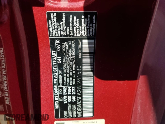 2011 Mercedes-Benz SLK 300 с VIN WDBWK5EA2BF241530, выставлен на аукционе Copart как лот 50907715 с пробегом 116 210 миль миль и Чистый • Clean title. История ставок и продаж доступна на DreamBid. Изображение 12.