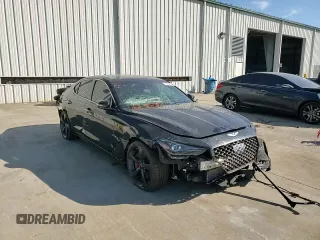 2021 Genesis G70 3.3T with VIN KMTG34LE7MU066534, listed as a Copart auction lot 77532704 with 58,951 mi miles and Salvage Title. Bid and sale history available at carsss.com. Image 10.