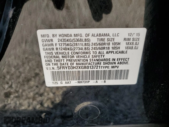 2016 Acura MDX with VIN 5FRYD3H2XGB013721, listed as a Copart auction lot 74907824 with 111,963 mi miles and Clean Title. Bid and sale history available at carsss.com. Image 13.