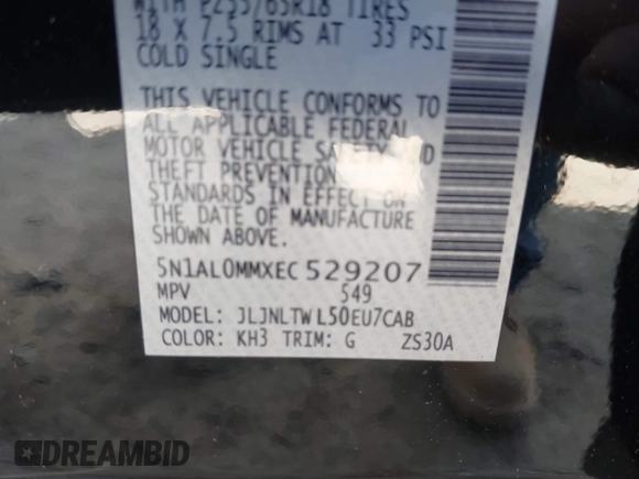 2014 Infiniti QX60 with VIN 5N1AL0MMXEC529207, listed as a IAAI auction lot 41870995 with 111,417 mi miles and . Bid and sale history available at DreamBid. Image 9.
