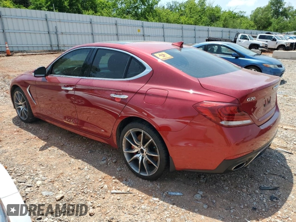 2021 Genesis G70 3.3T with VIN KMTG74LE2MU074173, listed as a Copart auction lot 58236675 with 65,665 mi miles and Salvage title. Bid and sale history available at DreamBid. Image 2.