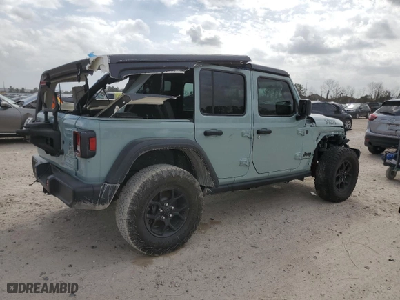2024 Jeep Wrangler Sport S with VIN 1C4PJXDN1RW112844, listed as a Copart auction lot 48418855 with 34,304 mi miles and Salvage Title. Bid and sale history available at carsss.com. Image 3.