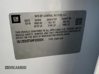 2017 Chevrolet Malibu LT with VIN 1G1ZE5ST5HF205554, listed as a Copart auction lot 55805075 with 165,445 mi miles and Clean Title. Bid and sale history available at DreamBid. Image 12.