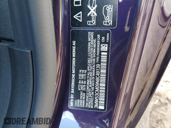 2022 BMW 2 Series M240i xDrive z VIN 3MW53CM09N8C49139, wystawiony jako Copart lot #87320934 z przebiegiem 26 753 mil mil oraz Szkoda całkowita • Salvage title. Historia ofert i sprzedaży dostępna na DreamBid. Obrazek 14.